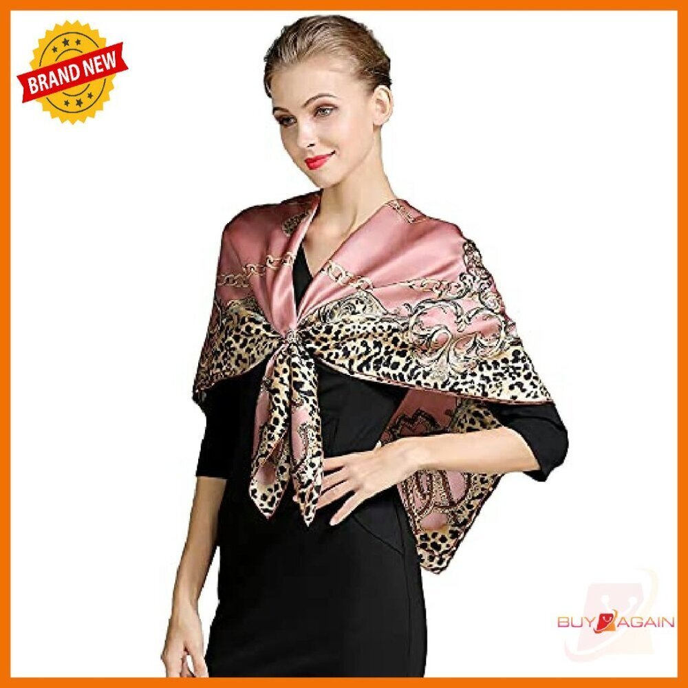 Large 43" Silk Square Scarf Shawl Head Wrap Versatile Accessory - Picture 2 of 8